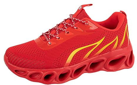 Scarpe sportive da uomo con ammortizzazione, scarpe da corsa, leggere, antiscivolo, traspiranti, per il tempo libero, sportive, tinta unita, da jogging, Colore: rosso, 43 EU