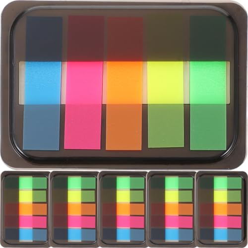 UKCOCO Marqueurs de Phrase Transparents en Pet Autocollants Fluorescents Réutilisables 6 Boîtes Faciles à Transporter pour Bureau et École