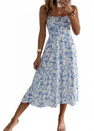 Cicy Bell Robe d'été pour femme, motif floral, sans manches, avec bretelles