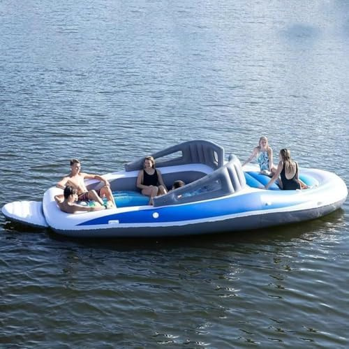 Isla Flotante Inflable para 6 Personas, Gran Flotador de Agua