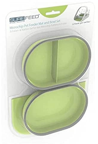 Sure Petcare SureFeed Mat and Bowl Set, Compatible with SureFeed Microchip Pet Feeder with Integrated Sealed Lid, For Wet and Dry Food, Green