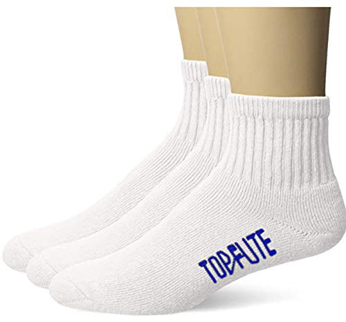 Top Flite Men's Sport Full Cushion Quarter Socks 3 Pair Pack, White, Large (10-13) - Shoe Size 9-13