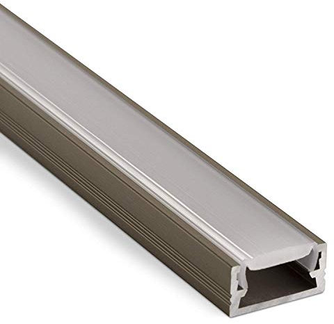 5 Stück LED Profil-11 Edelstahloptik 2000 x 14 x 7 mm mit opalfarbiger Abdeckung für LED Streifen Aluprofil Aufbauprofil von SO-TECH®