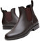 Acfoda Kurze Damen Gummistiefel Herren Regenstiefel Wasserdicht Lack Regen Schuhe Ankle Chelsea Boots Gummi Stiefel mit Blockabsatz Braun Gr.39