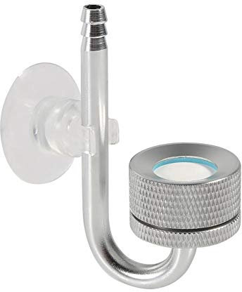 Pssopp Aquarium CO2 Diffusor Aluminiumlegierung Kohlendioxid Diffusor Kohlendioxid Generator Zerstäuber mit Saugnapf für Aquarium Aquarium Zubehör(Silber)