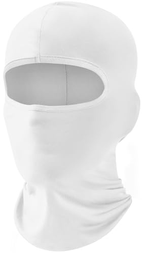 fuinloth Maschera di passamontagna, sciarpa estiva per il collo, protettore UV, sciarpa di sci per motocicli maschi e donna Bianco