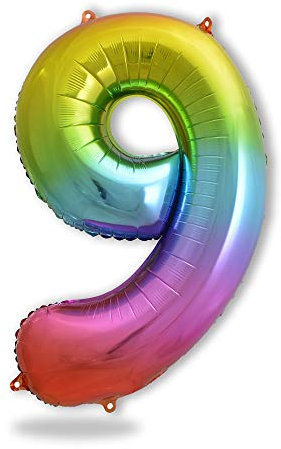 FUNXGO XXL Folien-Ballon 9, Helium-Ballon, Luftballon-Zahl, mehrfarbige Riesen-Ballonzahl, Verstärktes Material, Party-Deko zum 9. Kinder-Geburtstag, Hochzeitstag, bunt