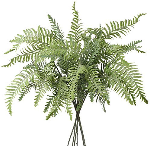 Briful 30 Artificial Boston Fern Stems Frosted Fern Plants Shrubs, 3 PCS Fake Ferns Leaves Persian Grass Fake Bushes for Indoor Home Garden Table Centerpieces Arrangements Decoration