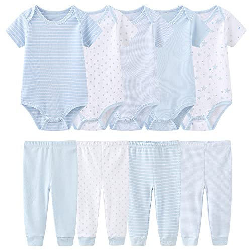 Body TONE à manches courtes pour nouveau-né, bébé garçon et fille, 0-3 m, 3-6 m, 6-9 m, 9-12 m en coton, Bleu 2, 9 mois