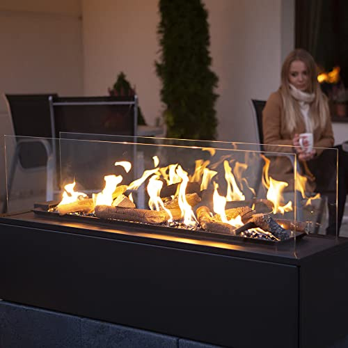 KRATKI Patio Horizontal Outdoor Moderner Gasheizstrahler 17,5 kW Stahl und Glas Design für Garten Terrasse Propan G31/50mbar Powered Schwarz 56,9x118,5 cm