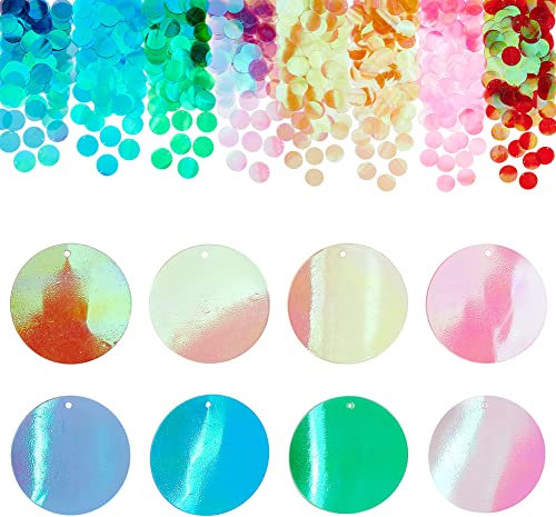 PH PandaHall 240 g große, flache PVC-Pailletten für Bastelarbeiten – 8 Farben mit losen Pailletten für Stickerei, Strickapplikationen und Verzierungen