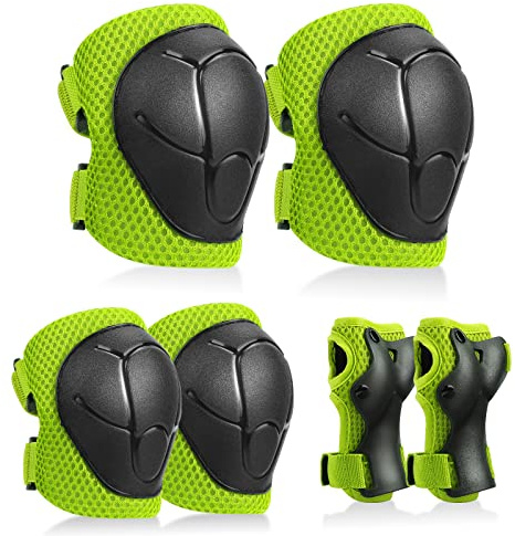 KUYOU Knieschoner Kinder Schoner Set Inliner Schützer 6 in 1 Schutzausrüstung für 3-7 Jahre Kinder Ellenbogenschoner Handgelenkschoner Protektoren für Skateboard Roller Skaten Fahren