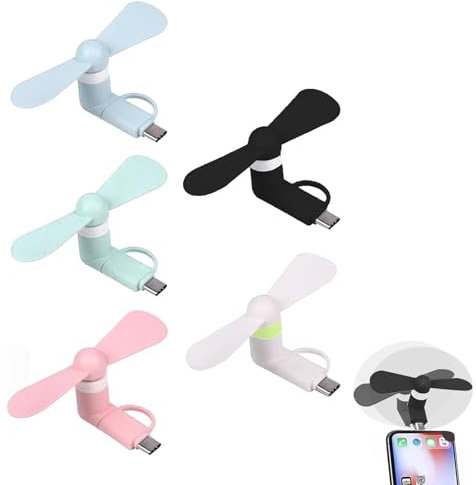 Rakiuty Mini Ventilateur,Petit Ventilateur,5 Pièces Mini Ventilateur Universel De Type C,Flexible Power Bank Ventilateur,2 En 1 Ventilateur Silencieux,5 Couleurs