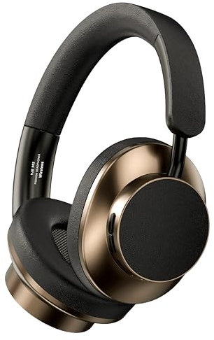 Next Destination Premium Bluetooth Wireless Kopfhörer Diadema (Over-Ear), Noise Cancelling, Kabellos mit 40h Akku, Bass Boost, Leichter & komfortabler Headset, für iPhone/Android Schwarz-Gold