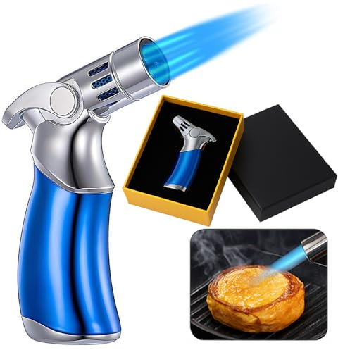 BML Blow Torch for Cooking Refillable Soldering Torch Safety Lock Adjustable Flame Kitchen Torch for Creme Brulee Desserts Baking DIY Soldering