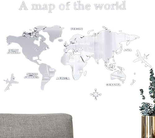 Decorazione murale artistica con mappa del mondo, adesivi murali con mappa del mondo - Arte da parete in acrilico fatta a mano con mappa del mondo | Mappe di attività educative Mappa del mondo per uff