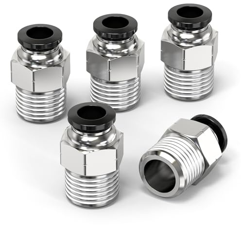 ERGAOBOY 5 st rak hane 6 mm rör OD x 1/8 tum BSP gänga tryck för att ansluta tillbehör, lufttryck anslutning av pneumatiska slangkopplingar verktyg