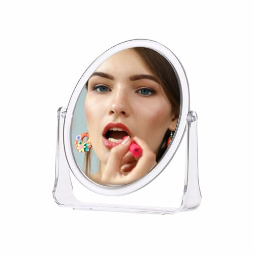 HIFSA Magnifying Makeup Mirror Double Sided Cosmetic Tabletop Mirror High Definition Portable Adjustable 360° Rotating Placement Ideal For Makeup Shaving Dressing Table Vanity Desk & Travel (1Pc)
