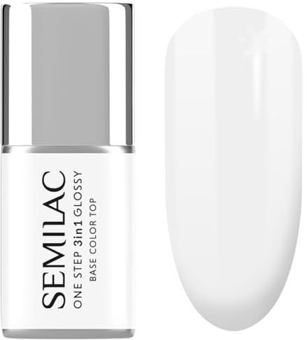 S110 Semilac Esmalte de uñas UV 3 en 1 One Step Glossy The White 7 ml – Esmalte de uñas de gel UV blanco con base y capa superior | brillante y 21 días de duración | fácil aplicación sin astillas