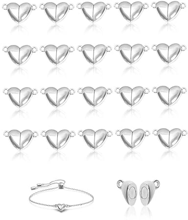 ZAMXHUG 20 pezzi di chiusure magnetiche per gioielli – chiusure per collane, bracciale, chiusura magnetica,cinturino a moschettone, a forma di cuore, per collana fai da te, per braccialetti