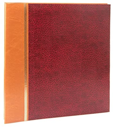 Kenro Grace Red Self Adhesive Photo Album with 40 Pages - Faux Leather Journal. Memory Photo Book for 200 6x4 Photos & Proportional Number for Other Sizes - KD104RD