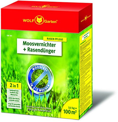 WOLF Garten WOLF-Garten - Moosvernichter und Rasendünger - SW 100 - 3,5 kg für 100 m² - 3841020, rot