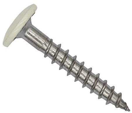 TWISTEC Trespo Vis de façade, vis de terrasse, vis à bois, vis à panneaux d'aggloméré en acier inoxydable (blanc pur RAL9010, 4,8 x 25 mm)