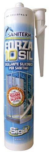 Sigill Forza 10, Silicone Acetico Trasparente Antimuffa per Sanitari, Biocida e Fungicida, Garantito 10+ Anni, Cartuccia 280ml