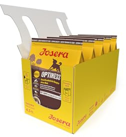 JOSERA Optiness (5 x 900 g) | Adult | Premium Trockenfutter für ausgewachsene Hunde | Lamm & Geflügel | eiweißreduziert & ohne Mais | weizenfrei | wertvolle Fettsäuren | Hundefutter | 5er Pack