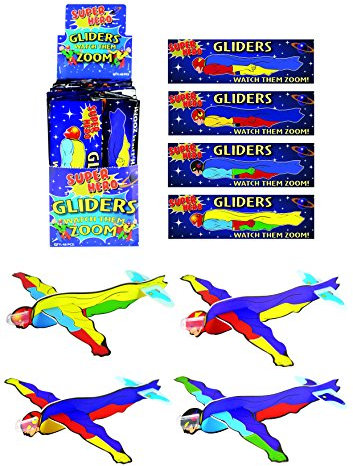 12 x Super Hero Gliders - perfect for party bags and game prizes