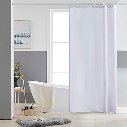 Furlinic Cortina Ducha Tela Antimoho,Poliéster Cortinas de Baño Decorativas Impermeable & Lavable,Blanco Duchas de Baño Cortinas Esquina con 6 Aros Cortina Ducha 80x180cm.
