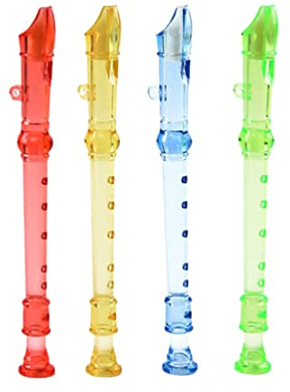 Toyvian 12pcs Translucent Soprano Recorder Kids Musical Instruments Plastic Kids Trumpet Mini Kids Flute 6 Hole Soprano Descant Recorder Music Flute for School Student, Random Color Flute for Kids