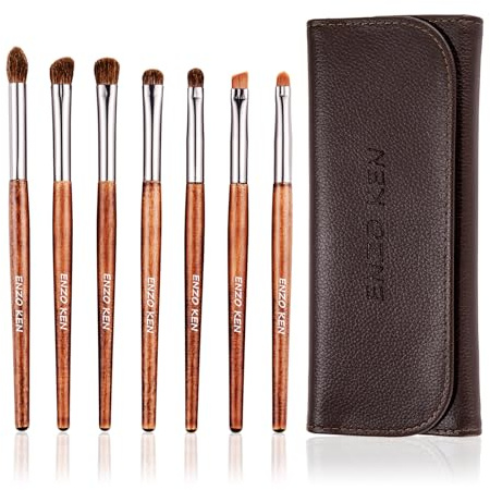 ENZO KEN Natural Pony Hair Eye Shadow Brush Set, Small Eyeshadow Brushes Set, Eye Makeup Brushes Set Professional, Small Nose Contour Brush, Angled Eyeshadow Brush, Eyeshadow Blending Brushes