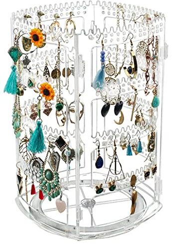 Ocnvlia 360 Drehbarer Ohrring Halter StäNder Klarer Ohrring Organisator, Acryl Schmuck Aufbewahrungs Bildschirm Gestell für Ohrringe ArmbäNder
