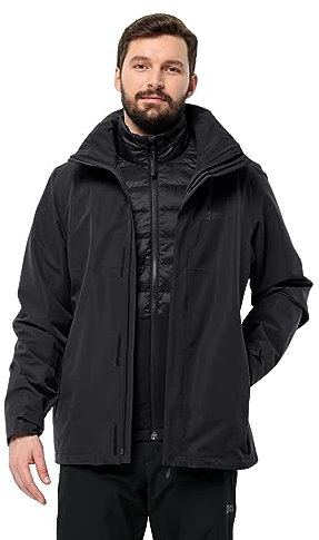 Jack Wolfskin Luntal 3 in 1 Jkt M Giacca, Nero, L Uomo
