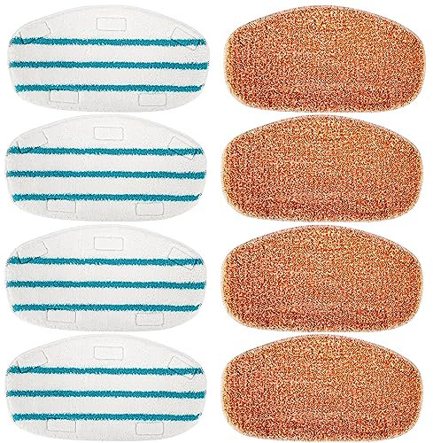 MXZONE 8 Pack Steam Mop Replacement Pads Compatible with PurSteam Steam Mop Cleaner 10-in-1, 4 Upgraded Ultra Cleaning Pads + 4 Microfiber Steamer Washable Reusable Pads Replacement