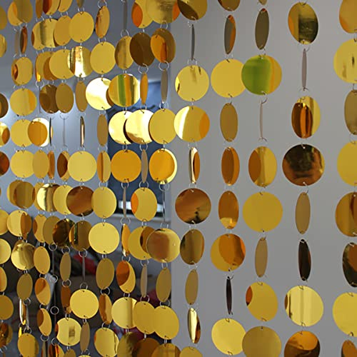 ECYC Ltd Sparkle Sequin Beaded Curtain Door String Curtains, PVC Sequin Bead Doorway Curtain Door Window Decor Room Divider Blind for Home Festivals Wedding Party Decorations (5 Strips, Gold)