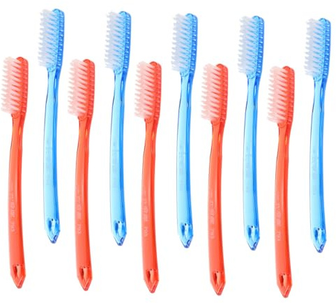 IWOWHERO 10 Stück Zahnbürsten mit Extra Hartem Bürstenkopf Tragbar und Leichtes Gepäck Kunststoff für Erwachsene für Zuhause und Reisen in Verschiedenen Zufällige Farbe Zufälliger Stil