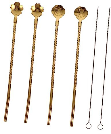 PRETYZOOM 3 Sätze Absaugung aus Edelstahl 304 Filterlöffel wiederverwendbarer Trinkhalmlöffel reinigungsbürste wiederverwendbarer Trinkhalm für zu Hause Trinkhalm aus Edelstahl waschbar