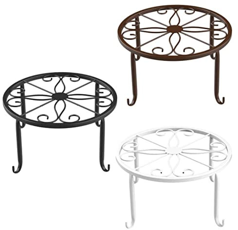 Metal Plant Stand para plantas de interior al aire libre, soportes de plantas en macetas de 3 piezas, soportes de maceta de flores de servicio pesado, estante redondo de hierro a prueba de óxido para