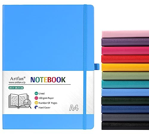 Artfan A4-Notizbuch – Notizbuch A4 mit Premium-Papier, Kunstleder, klassisches Schreiben, A4-Notizbuch, 21,2 x 29,1 cm, Hardcover – Dunkelblau