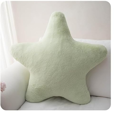 Hrlace Cuscino a forma di stella per bambini, morbido cuscino decorativo a forma di stella, per camera da letto, decorazione per la casa, colore verde, 18 x 18 cm