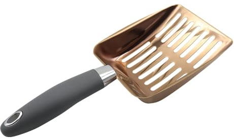 Hsthe Sea Cat strop Scoop, Metall strö skopa, metall strö Scoop för katter, Rose Gold kattsand spade, metall kattsand sikt med djup spade, halkfritt handtag för husdjurssand skopa