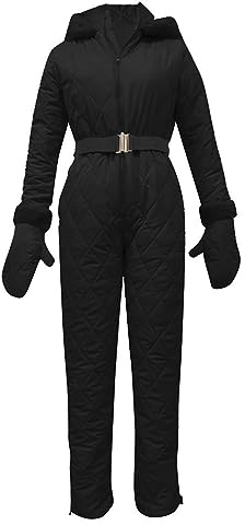 Tuta Da Sci Da Donna Invernale, Calda, Monopezzo Con Collo in Pelliccia, Giacca Con Cappuccio, Pantaloni Sportivi Non Rimovibili, Antivento, Nero, L