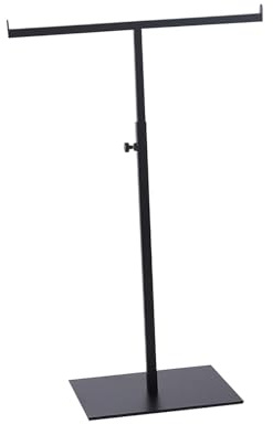 Dickly Torre per gioielli, espositore da tavolo per borse con doppio gancio, a forma di T, espositore per gioielli sospeso per negozio di boutique Home, Nero