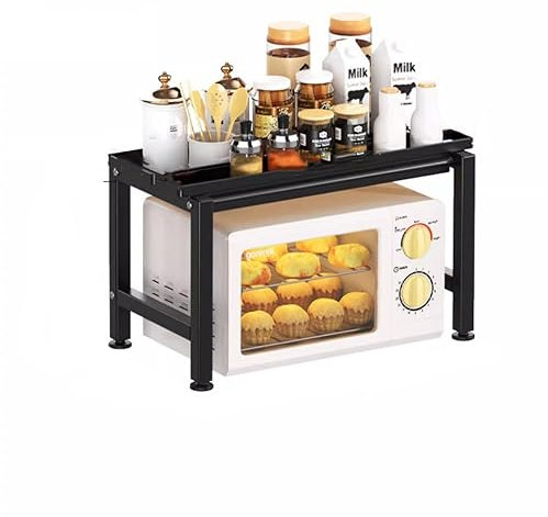 CHYOOP Rejilla para Horno microondas, Rejilla de Cocina, Organizador de encimera con Bandeja extraíble, Estante multifunción extraíble para microondas, para Almacenamiento en el baño de la Cocina d