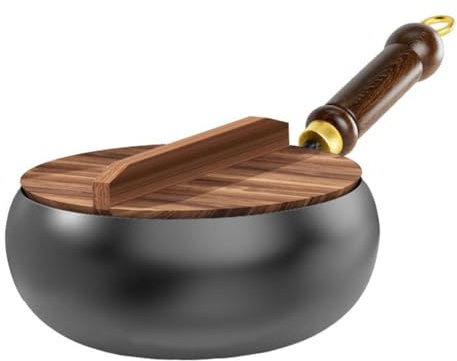 Padella in ferro grezzo, pentola forgiata a mano da 24 cm, con funzione di ritenzione del calore, per cucina, stili culinari versatili, ricette, pentola in ferro battuto, padella in metallo con design