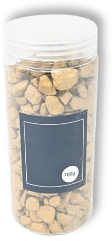 damaloo 700g Ziersteine metallisiert – Deko Steine für Vasen, Kerzen, Miniteich, Garten & Tischdeko – Kieselsteine Dekogranulat 10–20 mm Zierkies als Kerzensand & Dekosteine für Vasen (Metallic-Gold)