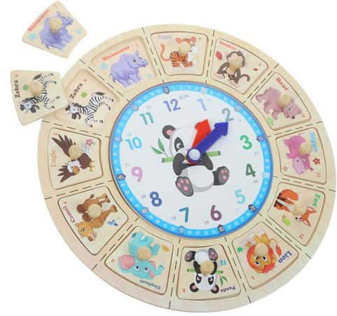 SHOWERORO Holzuhr für Lernuhr im Cartoon Design Pädagogisches zur Zeitgestaltung für Langlebig Fördert Zeitverständnis