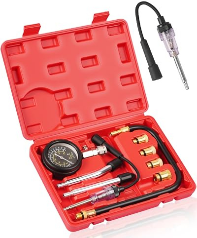 DAYUAN 9Pcs Petrol Engine Compression Tester Kit with Spark Plug Tester Set Automotive Tool Gauge for Most Automotives and Motorcycles
